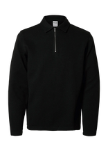 Selected - Slhmarc Rib Ls Polo - Marškinėliai ilgomis rankovėmis - Juoda