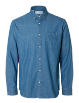 Selected - Slmclaus-Carlo Reg Denim Ls Shirt Noos - Džinsiniai marškiniai - Mėlyna