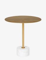 House Nordic - Silja - Side Table In Brass And Marble, Ø51X52 Cm - Mažas staliukas - Aukso