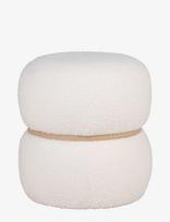 House Nordic - Niva - Pouf In Teddy, White, Ø38X41 Cm - Pufas - Balta
