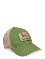 American Needle - Stone Washed Logo Mens Cap Ivory - Dark Green John Deere - Kepurė - Žalia