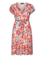 Lauren Ralph Lauren - Floral Georgette Flutter-Sleeve Dress - Iki kelių ir midi suknelės - Oranžinė