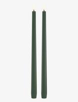 UYUNI Lighting - Led Slim Taper Candle, Olive Green, Smooth, 2-Pack, 2,3X32 Cm - LED žvakė - Žalia