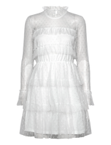 Bubbleroom - Rhoda Dotted Mesh L/S Dress - Vakarinė suknelė - Balta