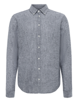 Casual Friday - Cfanton Bd Ls Linen Shirt - Lininiai marškiniai - Tamsiai mėlyna