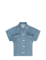 MSCH Copenhagen - Mschelida Ada Ss Denim Shirt - Džinsiniai marškiniai - Mėlyna