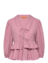 STINE GOYA - 2342 Pleated Poly, Balloon Sleeve Tie Top - Marškinėliai ilgomis rankovėmis - Rožinė