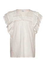 Lindex - Blouse Short Sleeve With Floun - Palaidinės ir tunikos - Balta