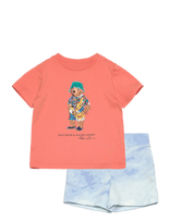 Ralph Lauren Baby - Polo Bear Jersey Tee & Terry Short Set - Marškinėlių rinkinys trumpomis rankovėmis - Koralinė spalva