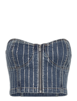 ABRAND - Academia Bustier Petra Diamante Mid Vintage Indigo - Berankoviai trumpi marškinėliai - Mėlyna