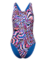 Speedo - Fl Printed Powerback - Sportinis maudymosi kostiumėlis - Mėlyna