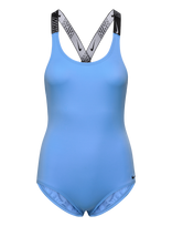 NIKE SWIM - Nike Logo Tape Crossback One Piece - Sportinis maudymosi kostiumėlis - Mėlyna