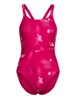 NIKE SWIM - Nike Hydrastrong Multi Print Fastback One Piece - Sportinis maudymosi kostiumėlis - Rožinė