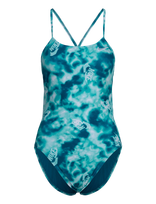 NIKE SWIM - Nike Hydrastrong Multi Print Cutout One Piece - Sportinis maudymosi kostiumėlis - Mėlyna