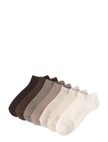 Lindex - 7-Pack Ribbed Ankle Socks - Futbolo kojinės iki kulkšnių - Ruda