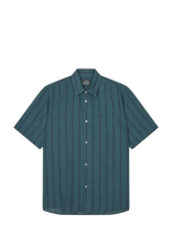 Mads Nørgaard - Cotton Linen Victor Stripe Shirt Ss - Marškiniai trumpomis rankovėmis - Žalia