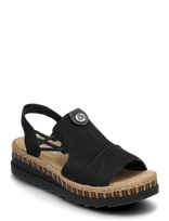 Rieker - Rieker Ladies' Sandals V7972-60 Beige - Plokščiapadės basutės - Juoda