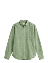 Gant - Reg Cotton Linen Shirt - Lininiai marškiniai - Žalia