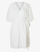 Selected - Slfhannah 2/4 Short Wrap Broderi Dress D - Iki kelių ir midi suknelės - Balta