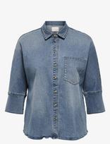 ONLY Carmakoma - Cargrace 3/4 Stud Dnm Shirt Gua - Džinsiniai marškiniai - Mėlyna
