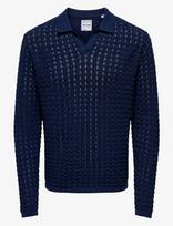 ONLY & SONS - Onsantonio Ls 12 Resort Crochet Polo - Polo marškinėliai ilgomis rankovėmis - Tamsiai mėlyna