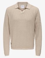 ONLY & SONS - Onsantonio Ls 12 Resort Crochet Polo - Polo marškinėliai ilgomis rankovėmis - Smėlio