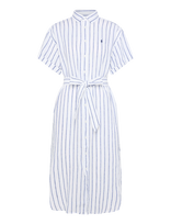 Polo Ralph Lauren - Striped Linen Short-Sleeve Shirtdress - Iki kelių ir midi suknelės - Marga / raštuota