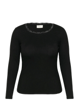 Kaffe Curve - Kcomia U-Neck Tee - Marškinėliai ilgomis rankovėmis - Juoda