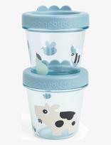 Done By Deer - Baby Food Container 2-Pack Tiny Farm Blue - Kūdikių maisto indelis - Mėlyna