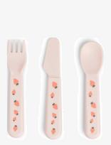 Done By Deer - Foodie Cutlery Set Tiny Farm Powder - Kūdikių vakarienės rinkiniai - Rožinė