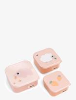 Done By Deer - Snack Box Set 3 Pcs Tiny Farm Powder - Pietų dėžutė - Rožinė