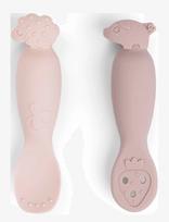 Done By Deer - Learning Spoon Set Tiny Farm Powder - Kūdikių vakarienės rinkiniai - Rožinė