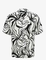 Jack & Jones - Jjjeff Monochrome Resort Shirt Ss - Marškiniai trumpomis rankovėmis - Juoda