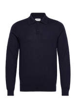 J. Lindeberg - Kai Knitted Merino Polo - Polo marškinėliai ilgomis rankovėmis - Tamsiai mėlyna