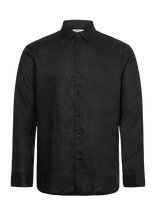 Selected - Slhregkylian Linen Ls Shirt - Lininiai marškiniai - Juoda