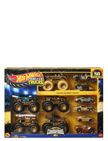 Hot Wheels - Monster Trucks Trophy Champions Collection, 5 1:64 Scale Toy Trucks & 6 Die-Cast Cars - Toy Vehicles - Marga / raštuota
