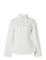 Malina - Anthea Fitted Waist Denim Shirt - Džinsiniai marškiniai - Balta