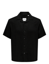 ONLY & SONS - Onskari Resort Ss Shirt Visc Lin 0075 Cs - Marškiniai trumpomis rankovėmis - Juoda
