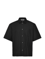 Weekday - Relaxed Fit Short-Sleeved Cotton Shirt - Marškiniai trumpomis rankovėmis - Juoda