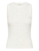 Kaffe - Kacarna Rhinestone Top - Marškinėliai be rankovių - Kreminė spalva