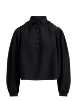 Polo Ralph Lauren - Pleated Cotton-Silk Shirt - Marškinėliai ilgomis rankovėmis - Juoda