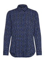 Lauren Ralph Lauren - Classic Fit Geo-Print Crepe Shirt - Marškinėliai ilgomis rankovėmis - Tamsiai mėlyna