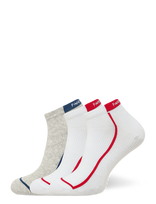 Panos Emporio - 3Pk Racer Stripe Quarter - Futbolo kojinės iki kulkšnių - Balta