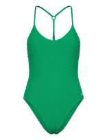 NIKE SWIM - Nike Swoosh Terry Towelling V Neck One Piece - Sportinis maudymosi kostiumėlis - Žalia