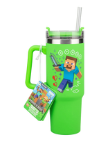 Paladone - Minecraft Green 900Ml Multiway Travel Cup Straw - Puodelis - Žalia