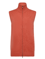 Davida Cashmere - Man Zip Vest - Megzta liemenė - Oranžinė