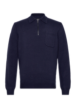 Clean Cut Copenhagen - Bryan Knitted Polo - Polo marškinėliai ilgomis rankovėmis - Tamsiai mėlyna