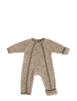 Smallstuff - Jumpsuit W. Zipper, Bouclé Merino Wool, Natur Melange - Kombinezonas - Smėlio