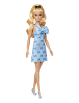 Barbie - Fashionistas Doll #237 In Blue Bow Halter Dress, Blonde Ponytail With Bow Accessory - Lėlė - Marga / raštuota