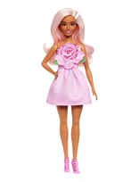 Barbie - Fashionistas Doll #238 In Strapless Rose Dress, Pink Hair With Barrette Accessory - Lėlė - Rožinė